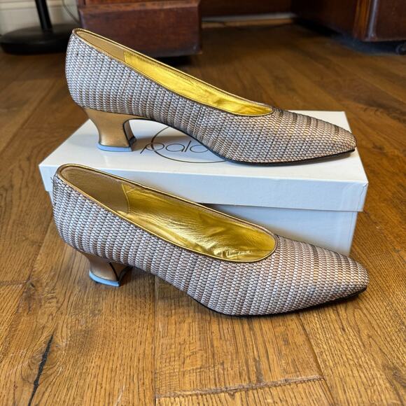 Paloma Shoes - Vintage Paloma Pumps 9.5 AA Metallic Pewter Copper Made in Italy New in Box